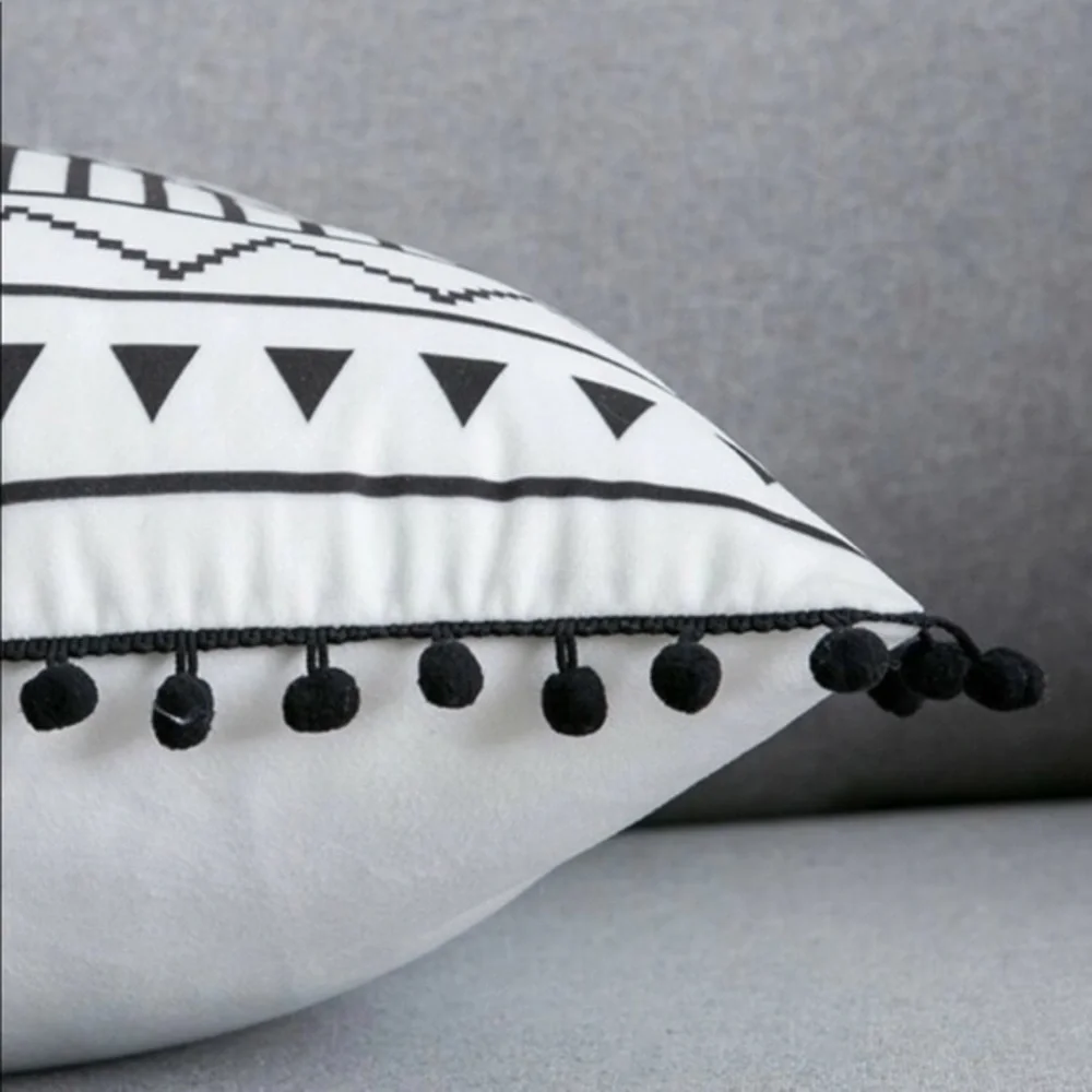 2- Pom Pom Decorative Pillow Covers
